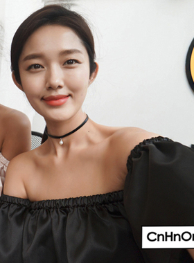 gd韩国水钻皮质项圈夜店锁骨链