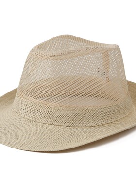 中老年人帽子男夏天礼帽遮阳帽凉帽休闲户外网眼爸爸夏季透气草帽