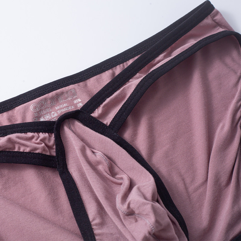 莫代尔男三角内裤条纹镶边U凸大囊袋舒适透气青年运动短裤头2026,淘宝优惠券,粉丝福利购,淘宝优惠卷