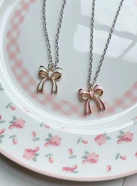 宇宙射线--白色立体蝴蝶结少女心甜美闺蜜一对小清新夏季简约项链