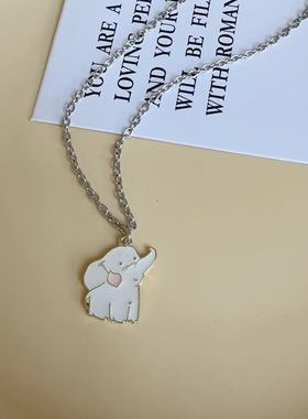 小象可爱白色项链卡通童趣女