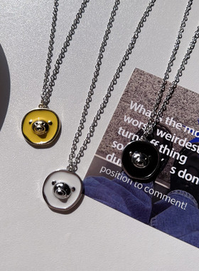 宇宙射线-纽扣熊黑色吊坠热销小众简约嘻哈朋克男生百搭款式项链