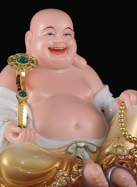 弥勒笑佛汉白玉家用供奉摆件