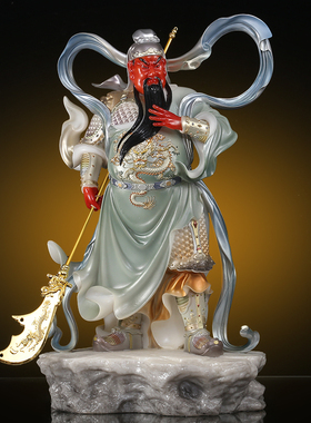 佛堂韦陀伽蓝大护法白玉彩绘镶金