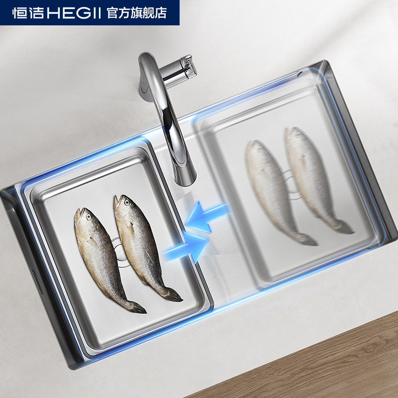 HEGII/恒洁不锈钢水槽厨房洗碗槽大水池家用台下盆洗碗池洗菜单槽-图0