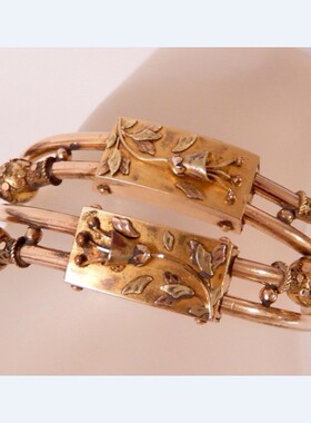 庭院维多利亚风金箔古董手镯