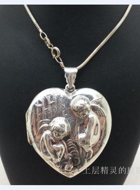 庭院心形925银吊坠项链相片盒