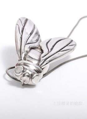 SOLD 庭院西洋古董首饰∮就爱黏着你-个性925银苍蝇吊坠∮ITALY链