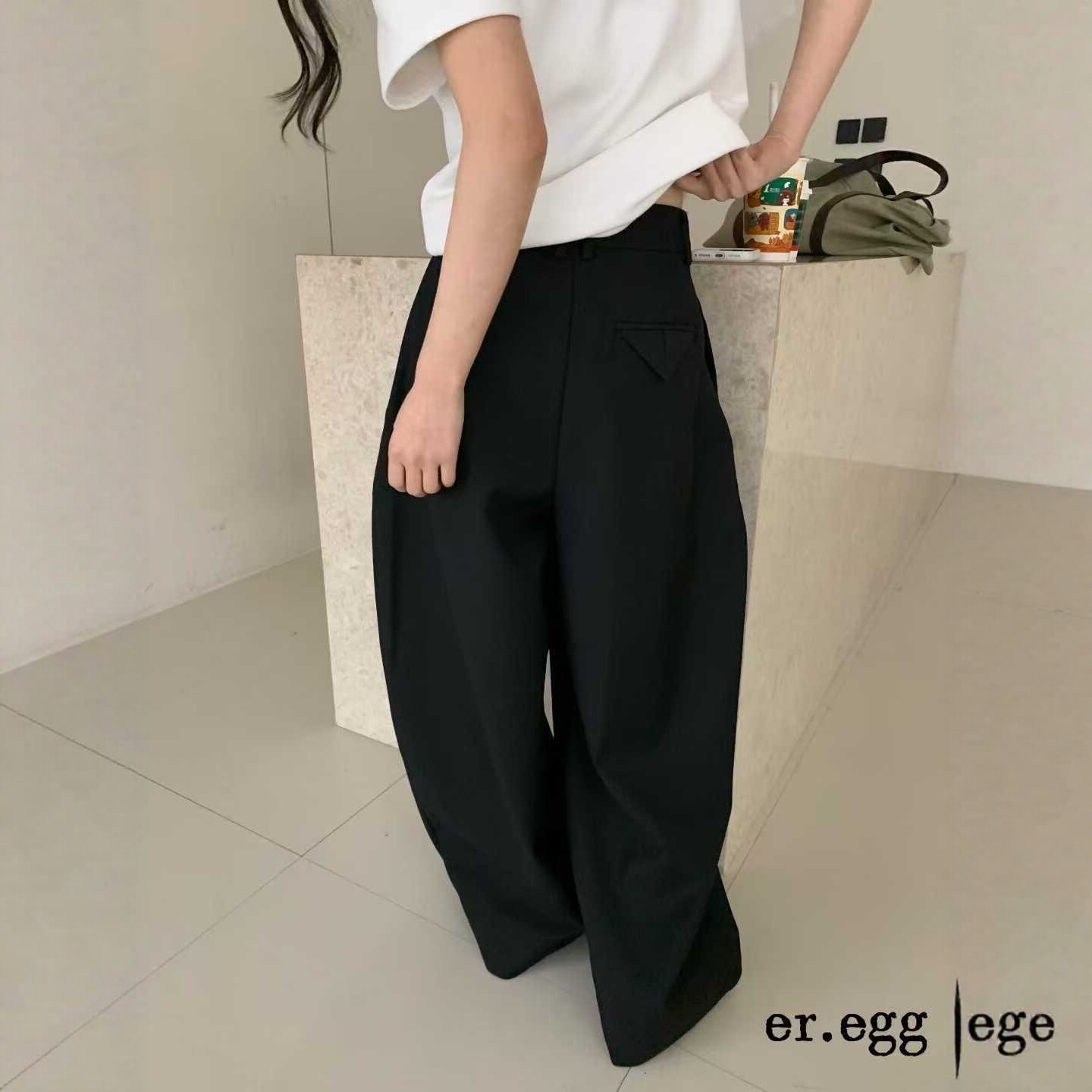 韩国2025秋冬新款弯刀休闲裤女梨型身材显瘦遮胯高腰宽松阔腿长裤