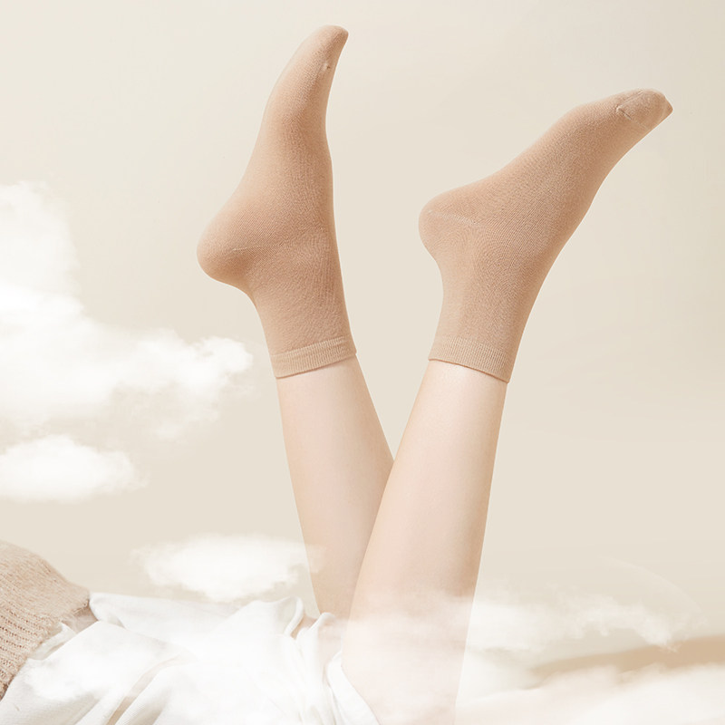 中筒袜春秋纯色简约纯棉芬那丝袜子 芬那丝短袜/打底袜/丝袜/美腿袜