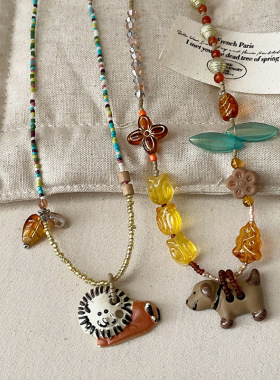 设计感卡通腊肠狗狮子多巴胺串珠