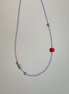 天然石紫色串珠项链女小众ins极