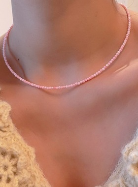 粉色女王贝天然贝壳串珠项链女时