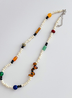 天然石米珠拼接项链i颈链