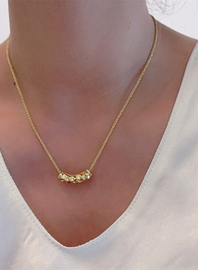 个性圆柱微笑项链女轻奢气质网红