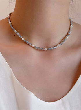 天然石串珠叠戴项链女款2025新款