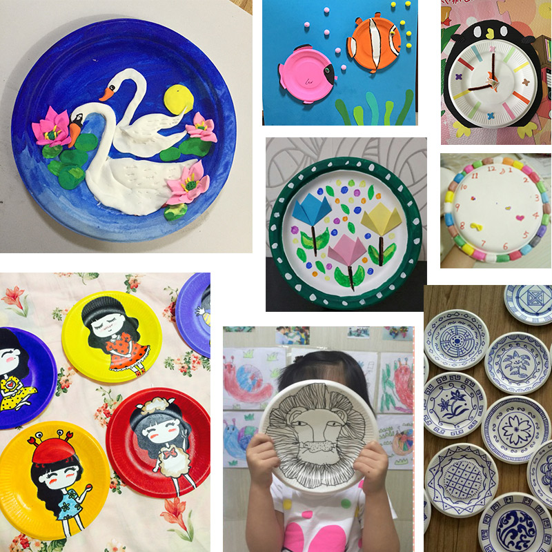 一次性餐盘纸盘画画手工diy制作材料幼儿园儿童绘画纸碟蛋糕盘子