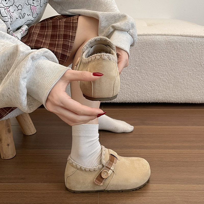 内增高勃肯鞋女2026年春季新款复古全包勃肯单鞋一脚蹬懒人豆豆鞋,淘宝优惠券,粉丝福利购,淘宝优惠卷