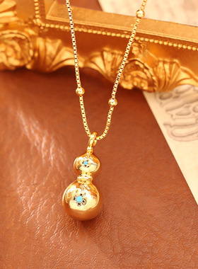 爆款中国风拉丝葫芦福禄项链高级感时尚喜庆吊坠锁骨链新国潮耳环