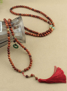 新中式平安扣流苏串珠斜挎链长款项链国风毛衣链古风背链旗袍配饰