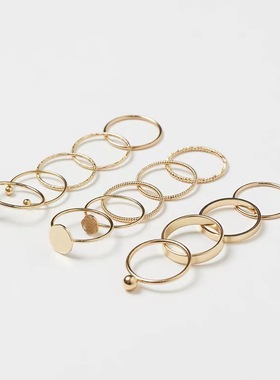 欧美风金属岩石圆球多层开口戒指