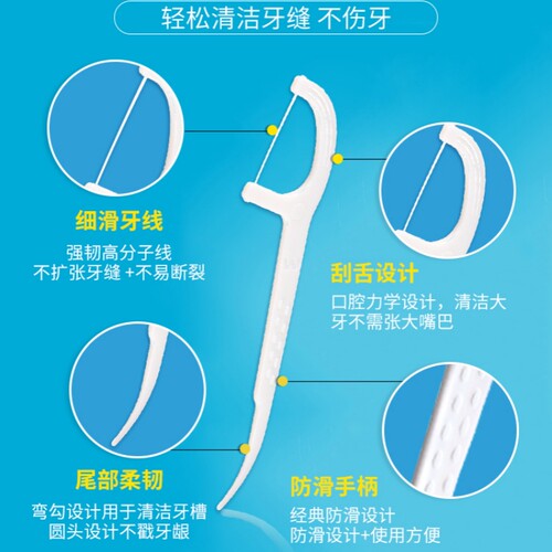 屈臣氏单支独立包装牙线家庭装随身便携盒牙签线细滑超细牙线棒 - 图0