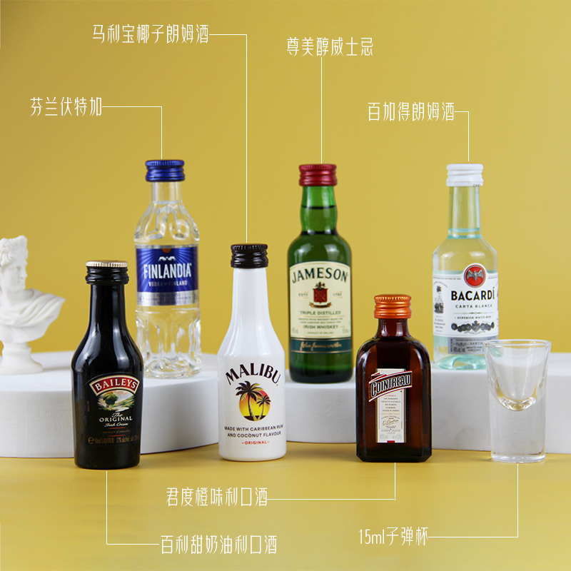 进口小酒版便利店调酒套装组合小瓶洋酒野格威士忌伏特加长岛冰茶-图2