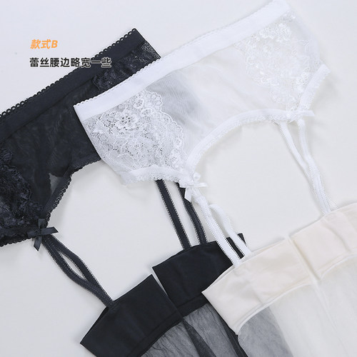 妖怪森林 白丝吊带丝袜超薄0D一体黑丝情趣性感脚尖透明蕾丝连体 - 图1