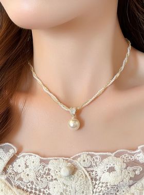 双层缠绕米白轻奢高级珍珠项链