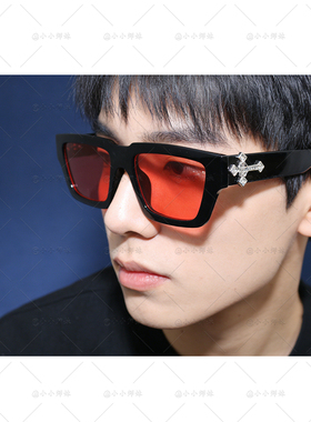 十字架带钻方框墨镜ins风防辐射