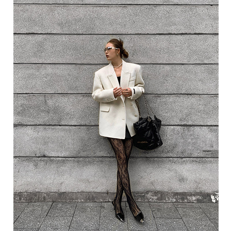 洛边 【清冷冬日】羊驼秋冬双面呢保暖大衣西装服宽松羊毛外套女,淘宝优惠券,粉丝福利购,淘宝优惠卷