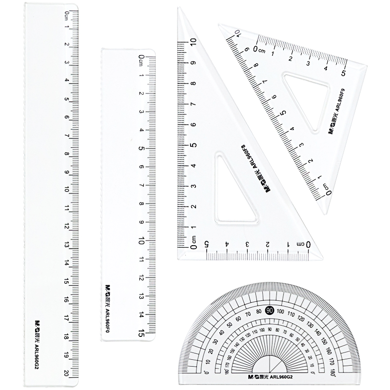 晨光套尺15/20cm直尺学生考试学习用三角尺量角器四件套 ARL960G2 - 图3