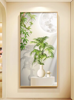 原木风客厅装饰画北欧沙发背景墙挂画绿植三联画高级感奶油风壁画
