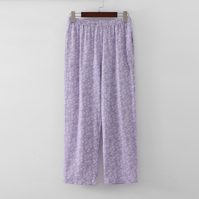 Middle-aged and elderly pure cotton pajamas pants spring and summer home pants grandma