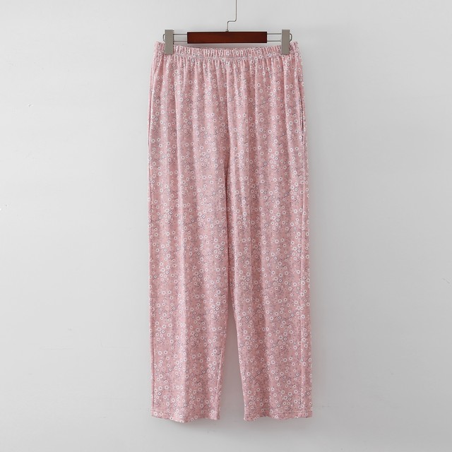 Middle-aged and elderly pure cotton pajamas pants spring and summer home pants grandma