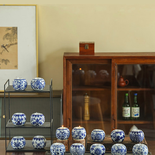 JOJO'S L. PD.Peel.青花瓷蜡烛台古典欧式风格陶瓷小号圆  | 顾剥 - 图0