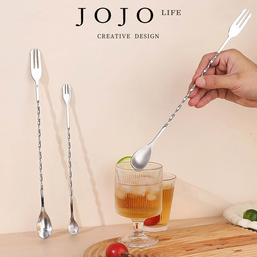 JOJO'S L. PD.address.04不锈钢长吧勺长柄搅拌棒鸡尾酒吧匙|地址 - 图1