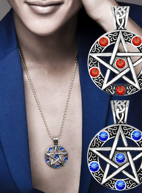2023热卖神秘力量宇宙能量五角星复古钛钢吊坠男女时尚个性项链