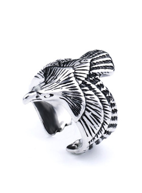 国潮戒指男霸气龙头生肖龙指环食指开口个性时尚潮人复古镀银