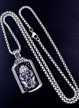 欧美个性复古维京戴头盔战士不锈钢男士吊坠霸气北欧神话项链直销