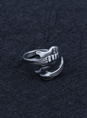 情侣饰品 复古个性开口钛钢戒指 摇滚音乐吉他戒指环饰品批发