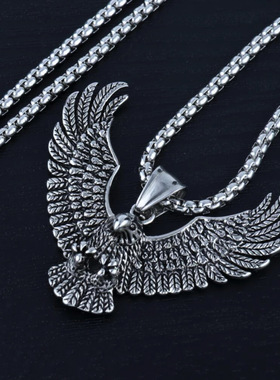 厂家直销钛钢雄鹰吊坠朋克项链复古潮男不锈钢铸造老鹰项坠