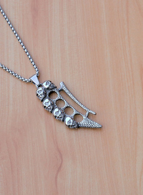 外贸新款钢铁战士朋克风嘻哈骷髅头钛钢吊坠批发 不锈钢男士项坠