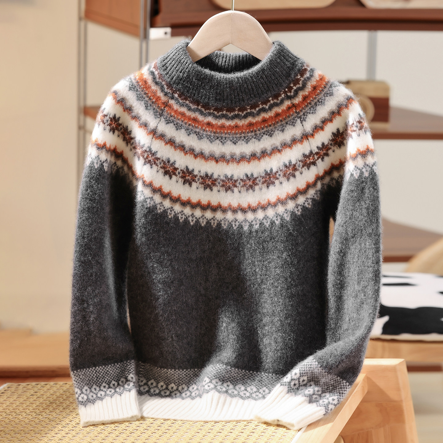 费尔岛系列~儿童羊毛衫男童半高领毛衣女童针织衫宝宝加厚打底衫,淘宝优惠券,粉丝福利购,淘宝优惠卷