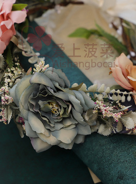 森系花环仿真花头饰结婚拍照