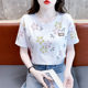 时尚印花短袖t恤女宽松休闲百搭女士上衣2025夏季圆领雪纺衫体恤