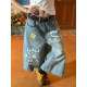 C2 homemade / graffiti ພິມ jeans ສາມໄຕມາດ summer ແມ່ຍິງໃຫມ່ວ່າງ bf ແບບເດັກນ້ອຍມ່ວນ pants