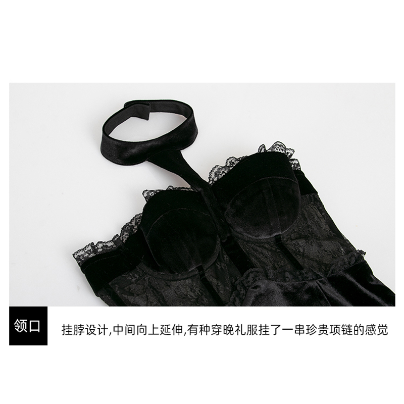 SQ【Dress with sense 】女性魅力 挂脖式鱼骨连衣裙/半裙 - 图0