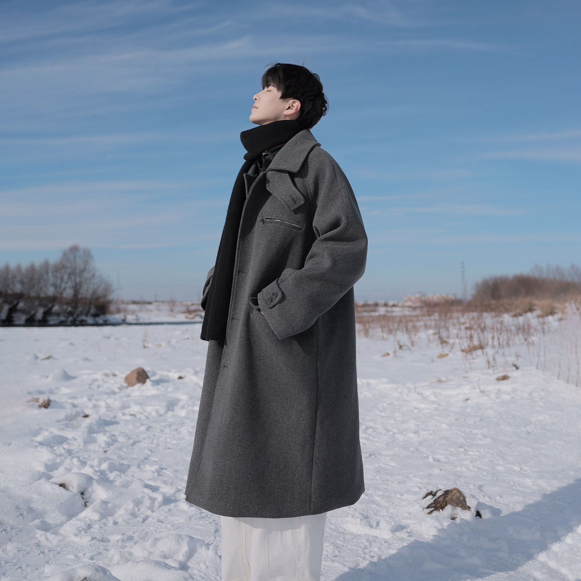 港仔文艺男中长款毛呢大衣男冬季长款男生克苏鲁文职呢子外套男款,淘宝优惠券,粉丝福利购,淘宝优惠卷