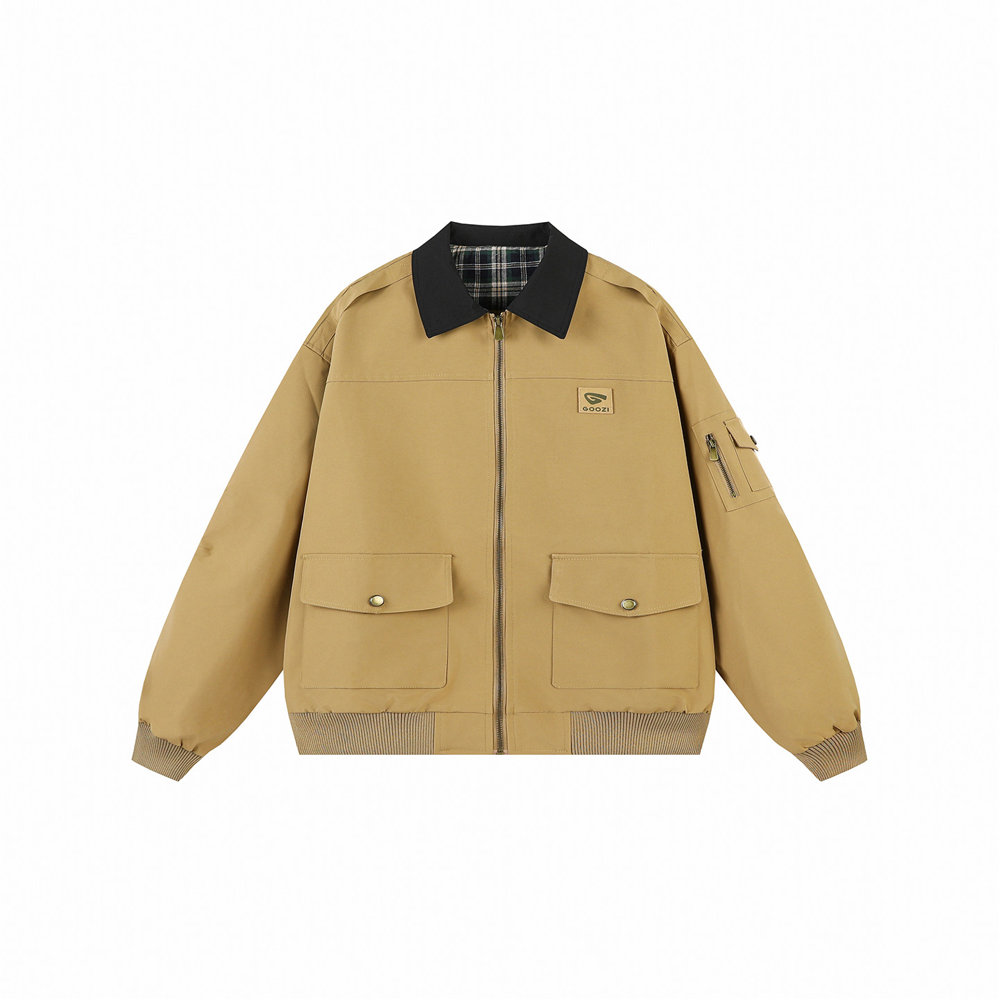 GOOZI MADE 巴恩风美式翻领外套男春季cleanfit男生飞行员夹克潮,淘宝优惠券,粉丝福利购,淘宝优惠卷